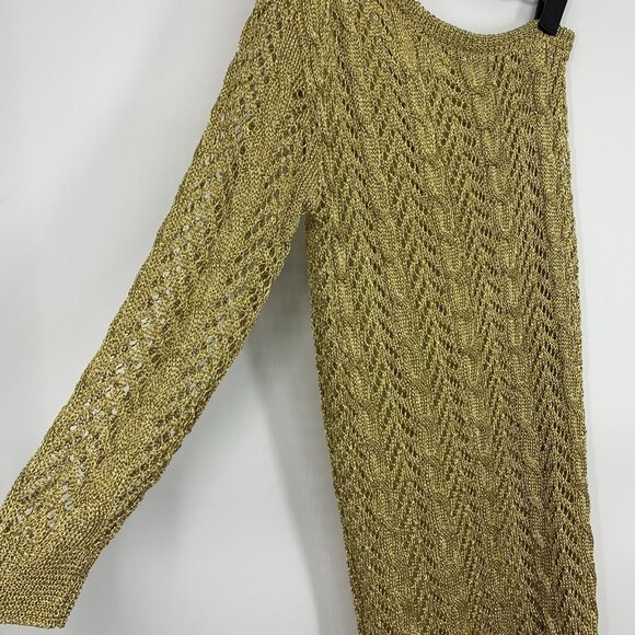 Anthropologie Maeve Swim Cover Up Gold Metallic One Shoulder NWT - Picture 6 of 14